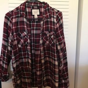 Red, Navy, and White plaid flannel